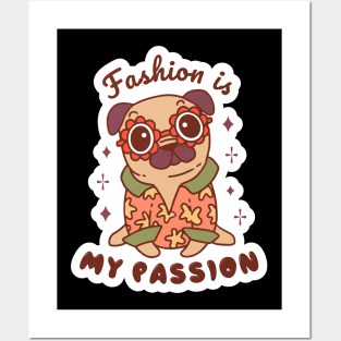 Stylish Fashion Pug Posters and Art